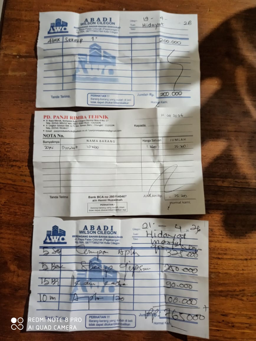 Sekrup 1" 4 box, Dynabolt 10x60 20pcs, Compound Aplus 5 Sak, dll