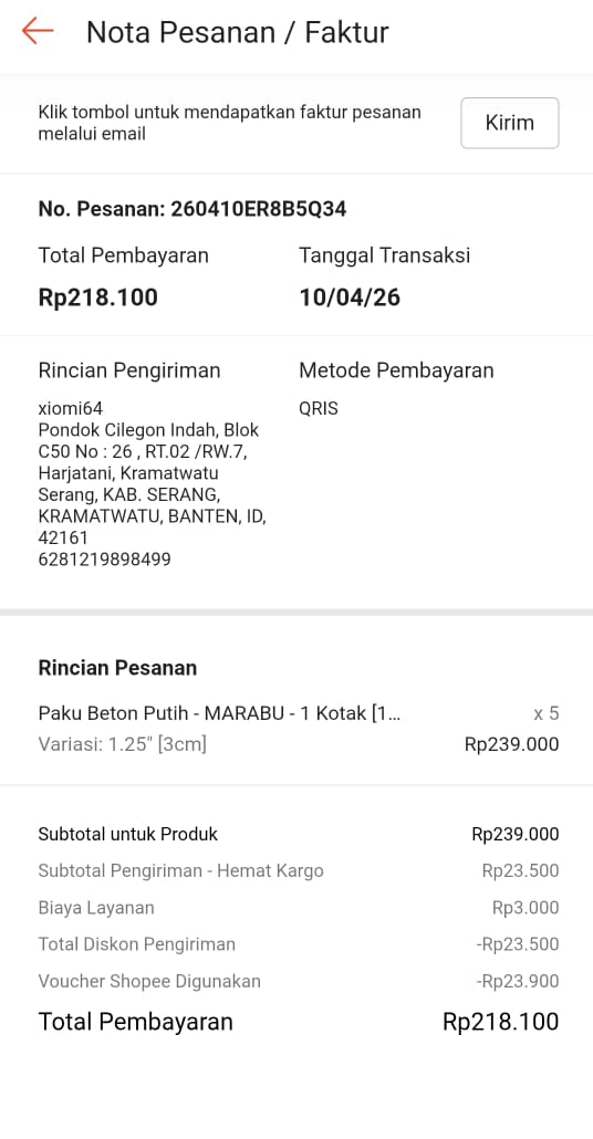 Paku Beton 3cm 5 Box